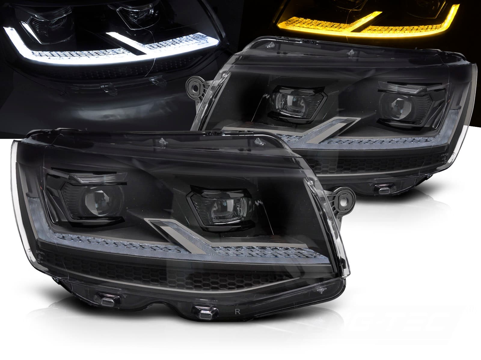 Predné Full LED svetlá Volkswagen Transporter T6 15-19 SEQ DRL Black