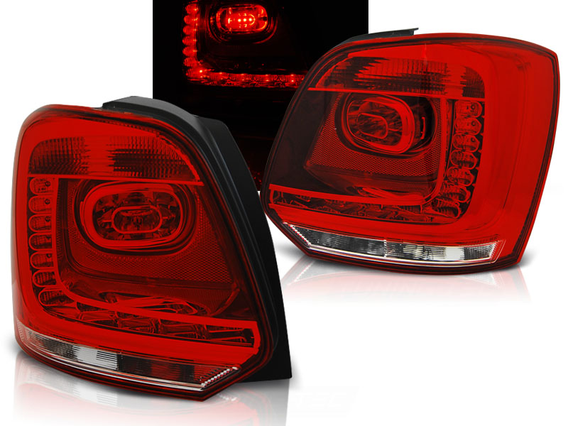Zadné svetlá VW Polo 09-13 Red LED Clear Red