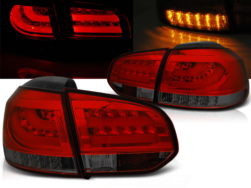 Zadné svetlá VW Golf 6 LED BAR Red Smoke - D0