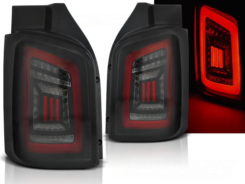 Zadné svetlá VW T5 03-15 Twin Door Red LED Black Smoke
