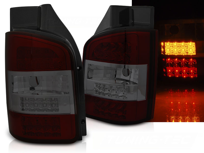 Zadné svetlá VW T5 10-15 Twin Door LED Red Smoke