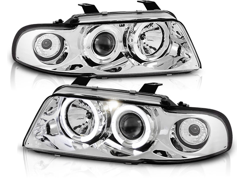 Predné svetlá Audi A4 94-98 Angel Eyes Chrome - 02