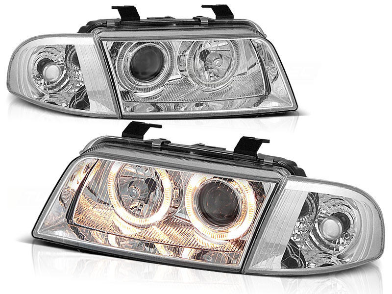 Predné svetlá Audi A4 94-98 Angel Eyes Chrome - 09