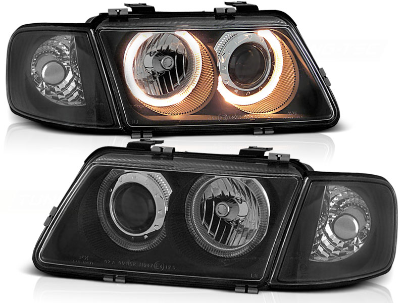 Predné svetlá Audi A3 96-00 Angel Eyes Black - 10