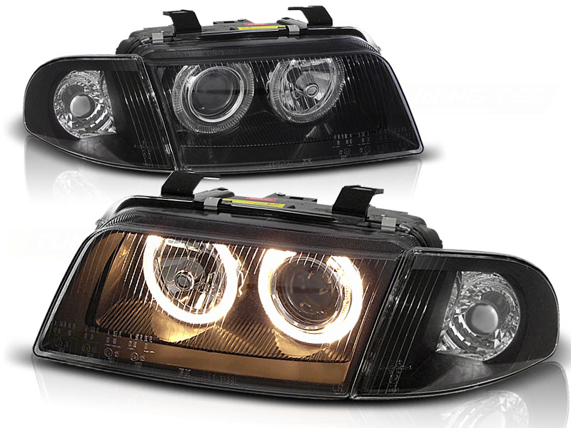 Predné svetlá Audi A4 94-98 Angel Eyes Black - 11