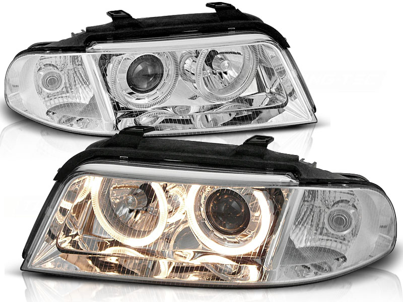 Predné svetlá Audi A4 99-00 Angel Eyes Chrome - 12
