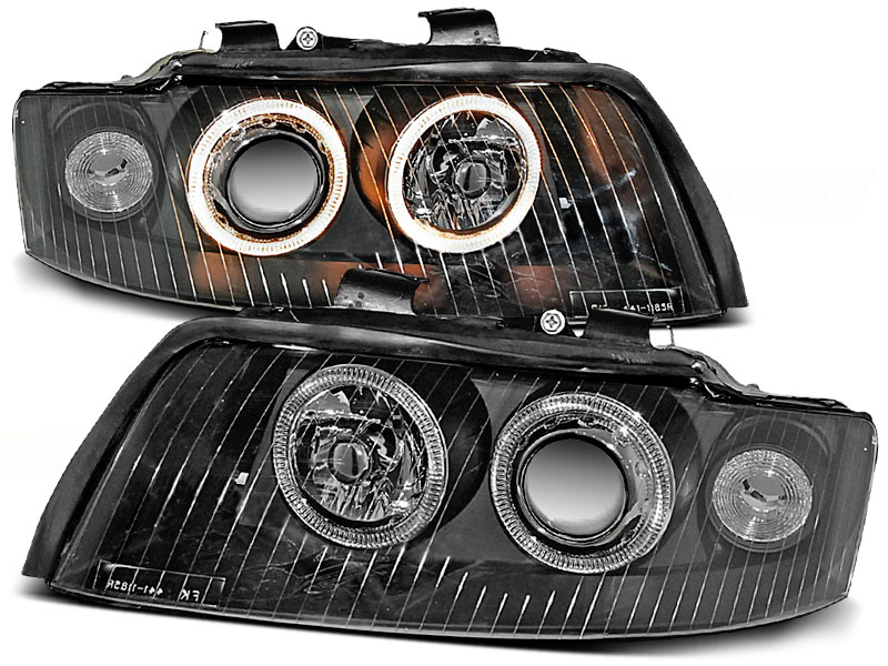 Predné svetlá Audi A4 B6 00-04 Angel Eyes Black
