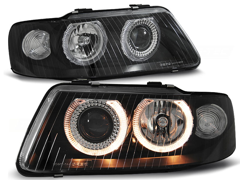 Predné svetlá Audi A3 00-03 Angel Eyes Black