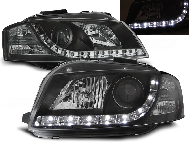 Predné svetlá Audi A3 03-08 DE Black