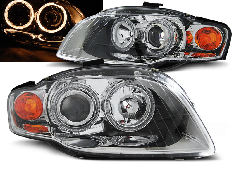 Predné svetlá Audi A4 B7 04-08 Angel Eyes Chrome