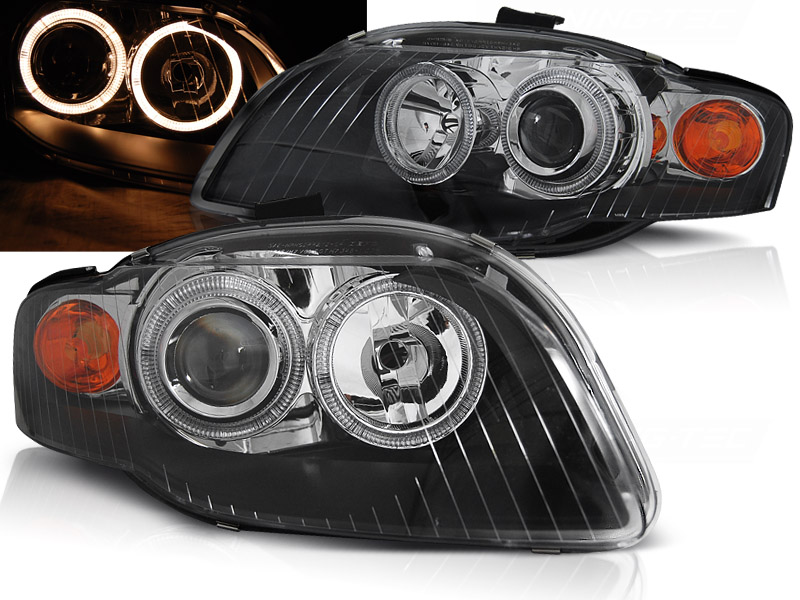 Predné svetlá Audi A4 B7 04-08 Angel Eyes Black