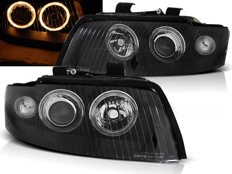 Predné svetlá Audi A4 B6 00-04 D1S Angel Eyes Black