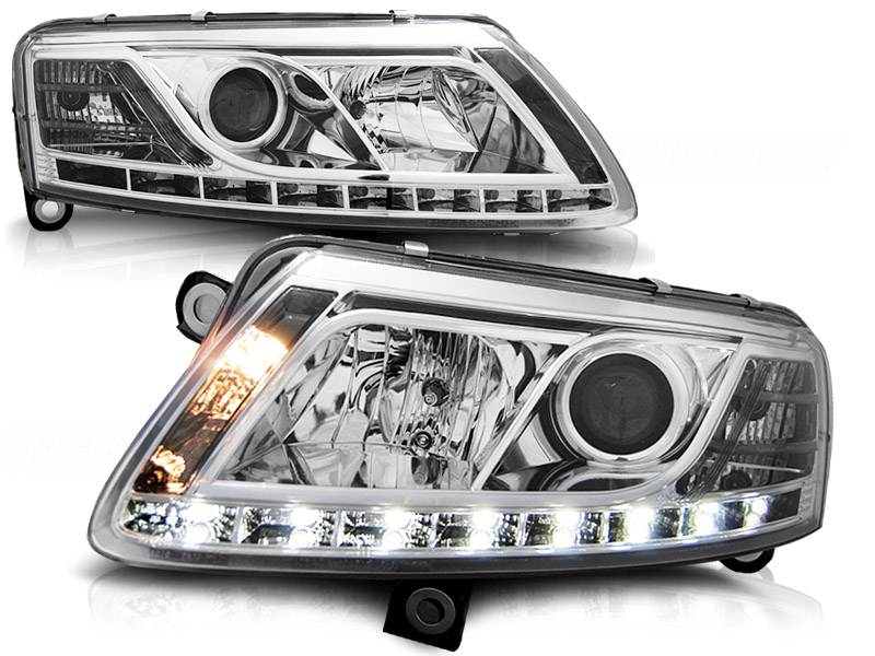 Predné svetlá Audi A6 04-08 DRL Xenón Devil Eyes Chrome