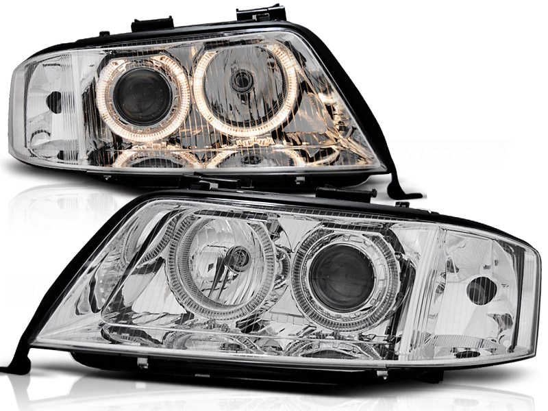 Predné svetlá Audi A6 97-99 Xenón Angel Eyes Chrome