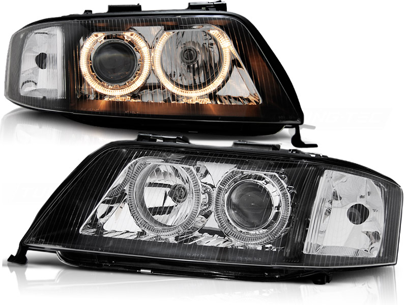 Predné svetlá Audi A6 97-99 Xenón Angel Eyes Black