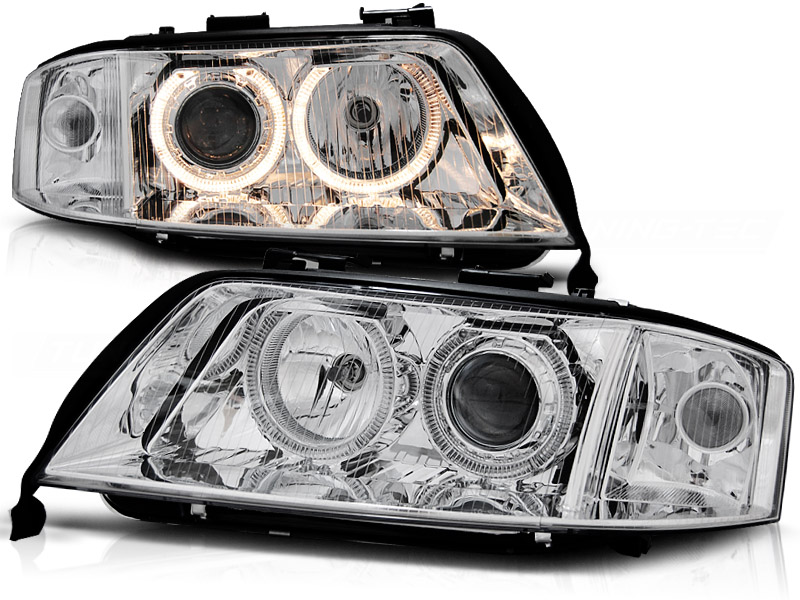 Predné svetlá Audi A6 99-01 Xenón Angel Eyes Chrome