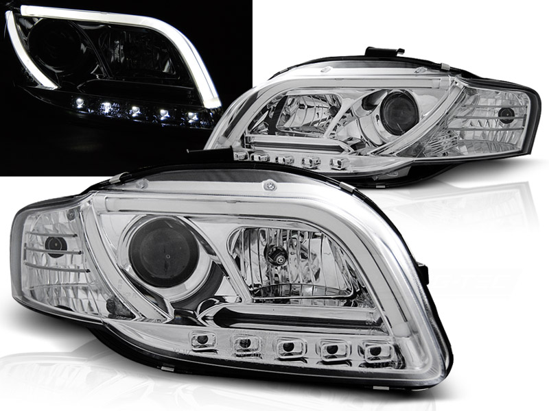 Predné svetlá Audi A4 B7 04-08 Tube Light LED Chrome