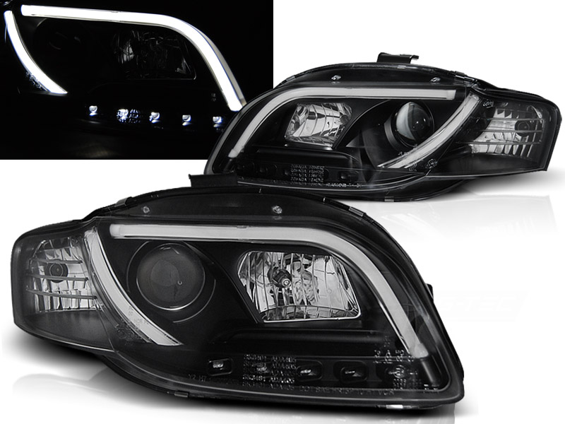 Predné svetlá Audi A4 B7 04-08 Tube Light LED Black