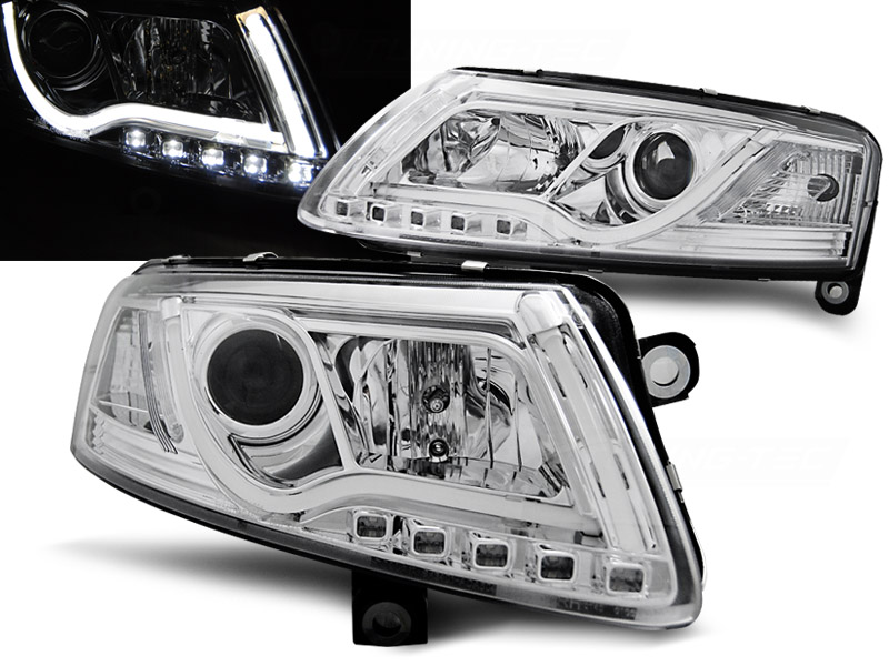 Predné svetlá Audi A6 C6 04-08 Tubelights Chrome