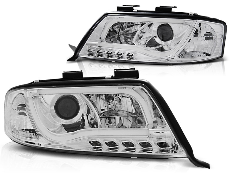 Predné svetlá Audi A6 01-04 Tubelights DRL Chrome