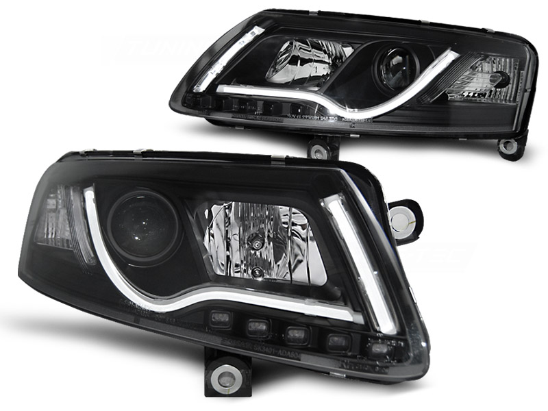 Predné svetlá Audi A6 C6 04-08 Tubelights DRL Xenón Black