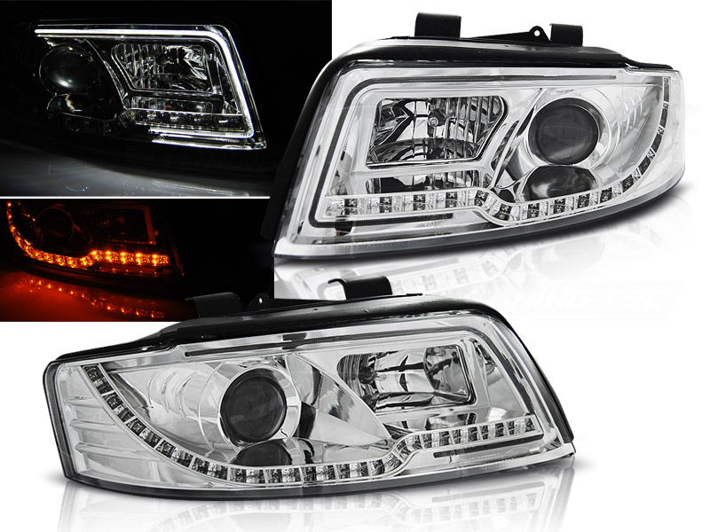 Predné svetlá Audi A4 B6 00-04 Tube LED Chrome