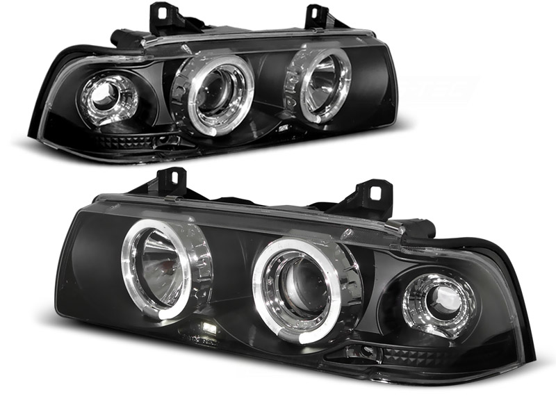 Predné svetlá BMW E36 Angel Eyes Black - 02