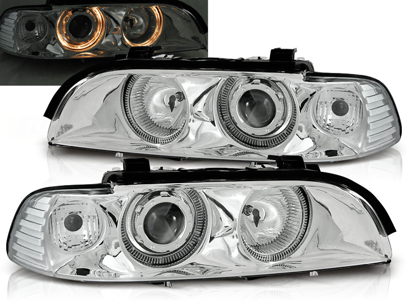 Predné svetlá BMW E39 H7/H7 Angel Eyes Chrome - 08
