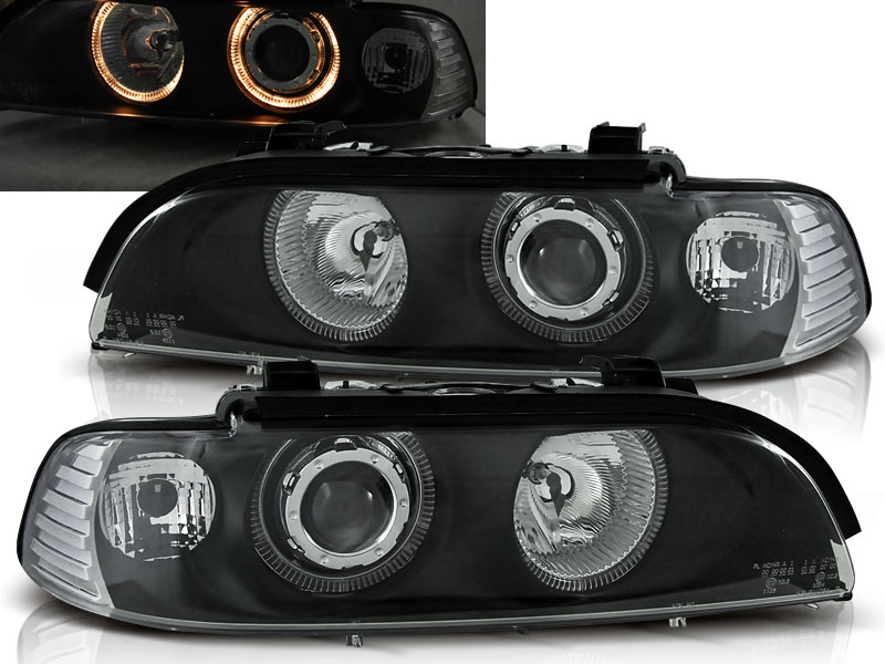 Predné svetlá BMW E39 H7/H7 Angel Eyes Black - 09