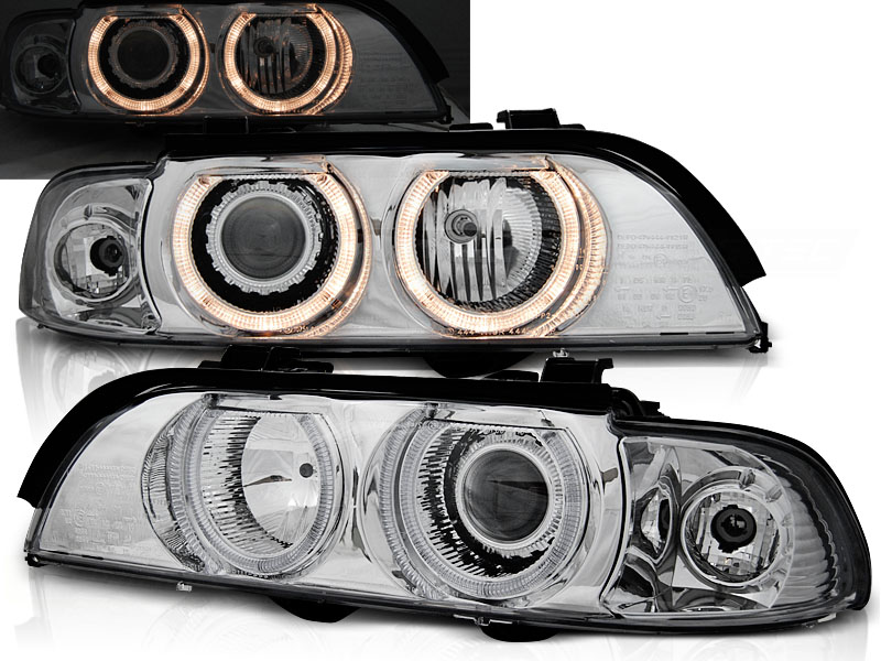 Predné svetlá BMW E39 H7/H7 Angel Eyes Chrome - 11