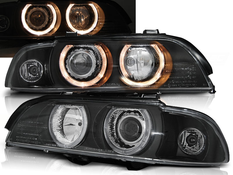 Predné svetlá BMW E39 H7/H7 Angel Eyes Black - 12