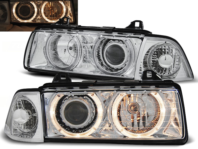 Predné svetlá BMW E36 Angel Eyes Chrome - 20
