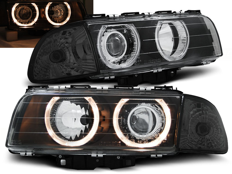 Predné svetlá BMW E38 94-98 Angel Eyes Black - 24