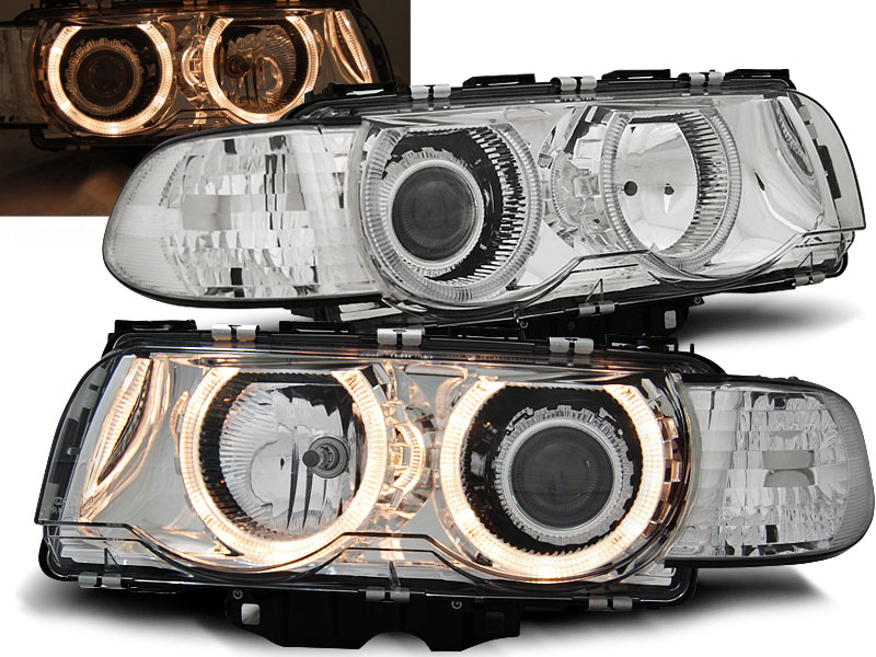 Predné svetlá BMW E38 98-01 Angel Eyes Chrome