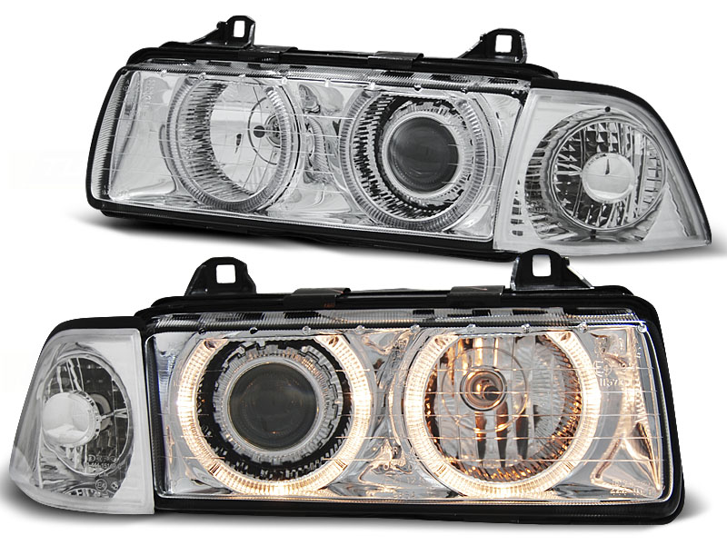 Predné svetlá BMW E36 Coupe Cabrio Angel Eyes Chrome - 27