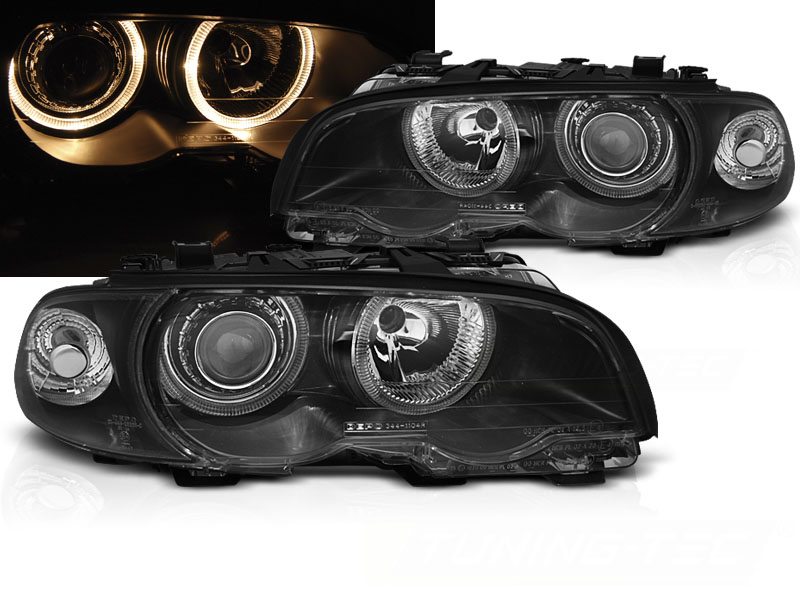 Predné svetlá BMW E46 Coupe/Cabrio 99-01 FK Angel Eyes Black