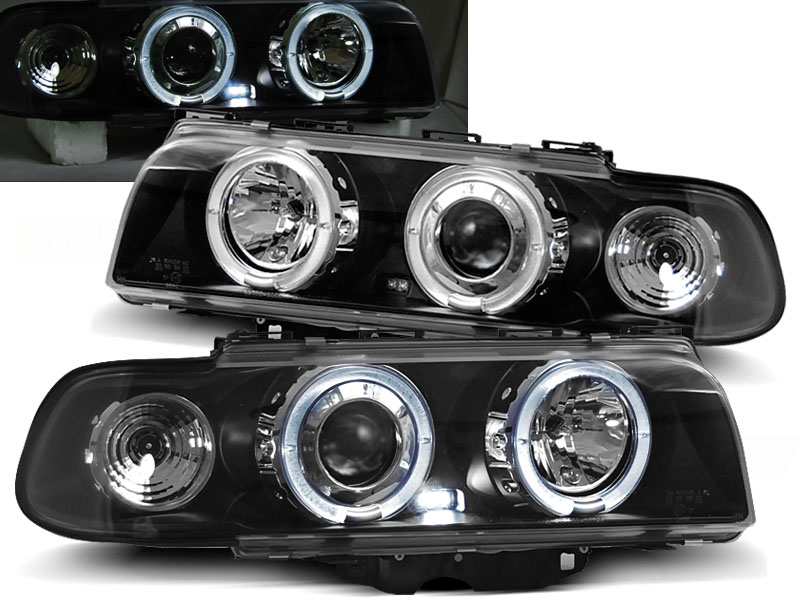 Predné svetlá BMW E38 94-98 Angel Eyes Black - 37