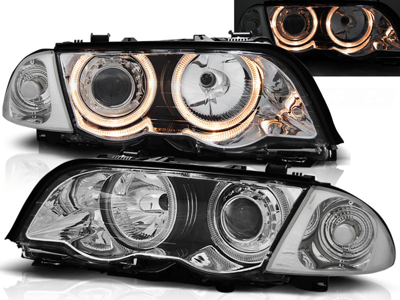 Predné svetlá BMW E46 Sedan/Touring 98-01 Angel Eyes Chrome - 40