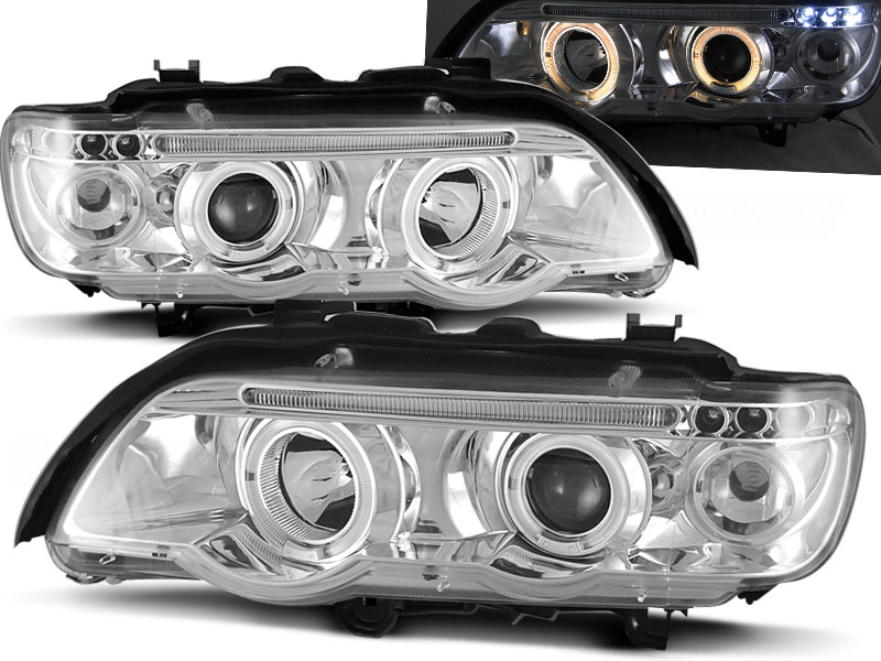 Predné svetlá BMW E53 X5 99-03 Angel Eyes Chrome - 42