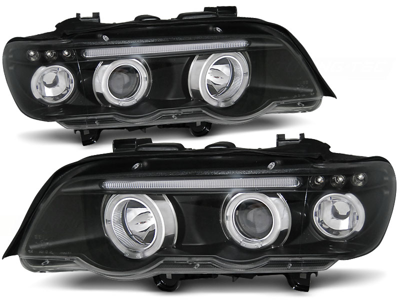 Predné svetlá BMW E53 X5 99-03 Angel Eyes Black - 43