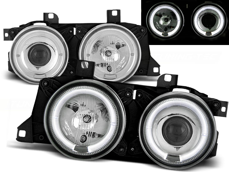 Predné svetlá BMW E32 E34 Angel Eyes Chrome - 50