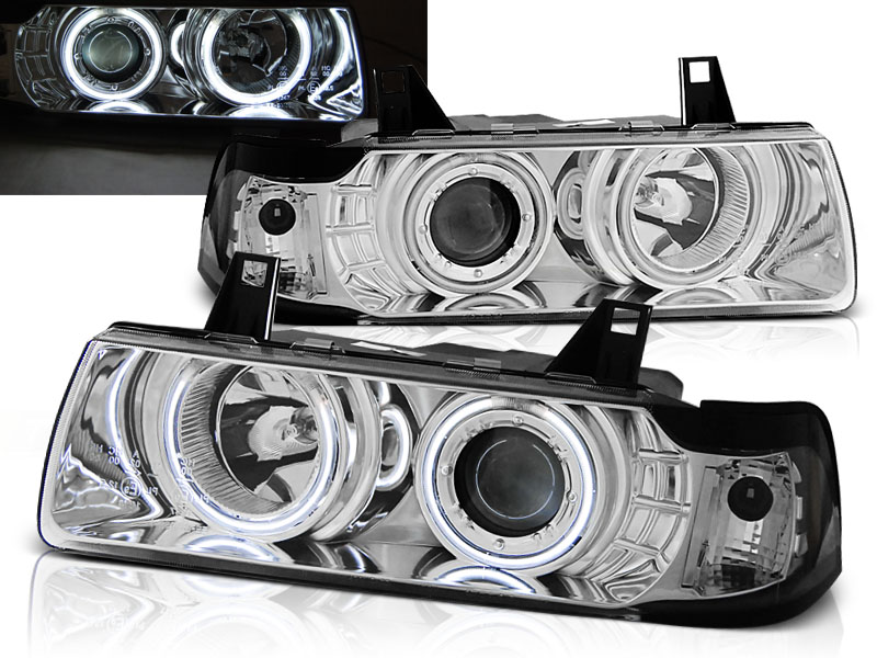 Predné svetlá BMW E36 CCFL Angel Eyes Chrome