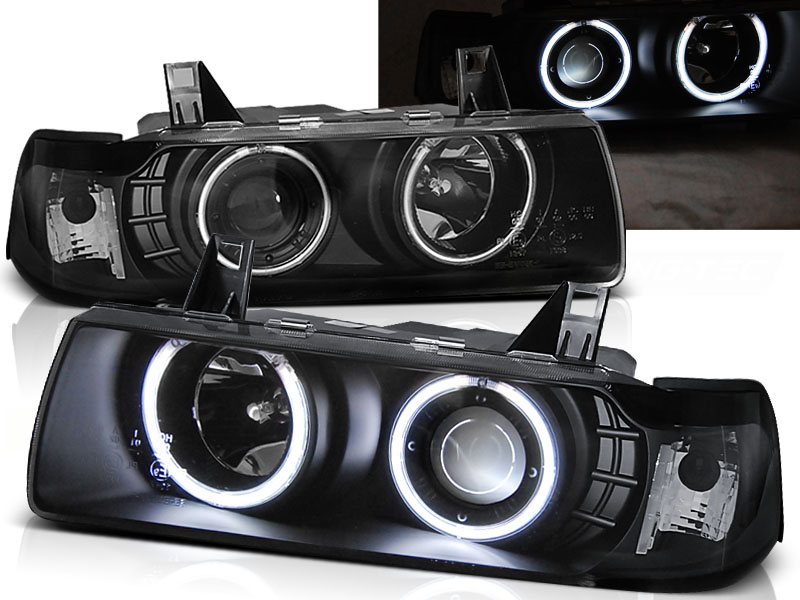 Predné svetlá BMW E36 CCFL Angel Eyes Black