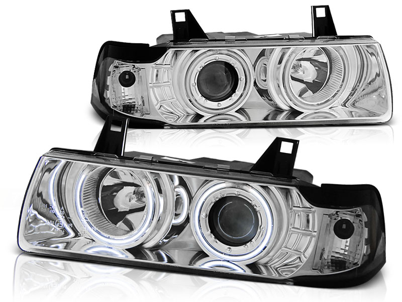 Predné svetlá BMW E36 Coupe Cabrio Angel Eyes Chrome - 69