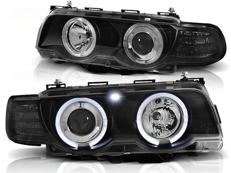 Predné svetlá BMW E38 98-01 D2S/H1 Angel Eyes Black