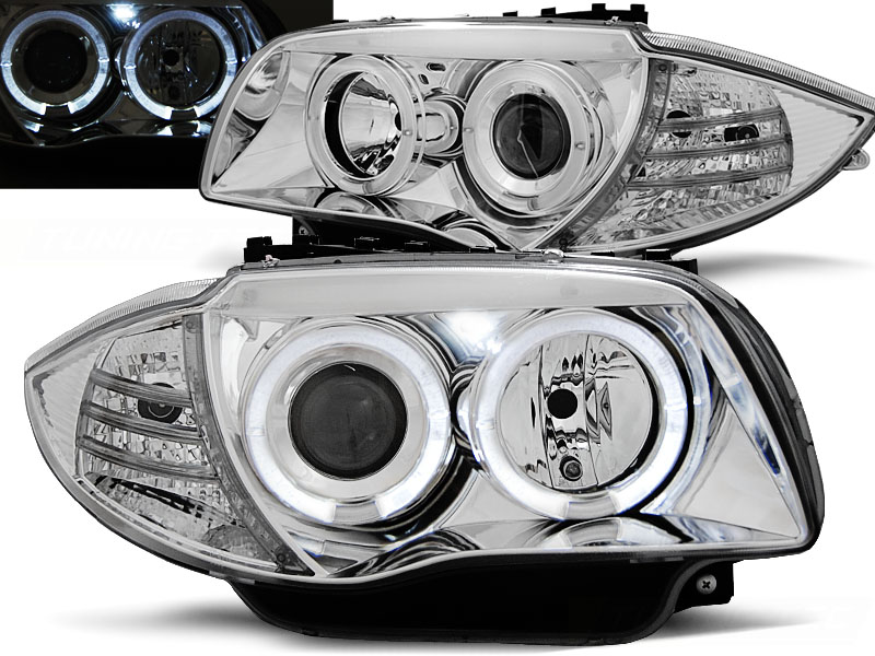 Predné svetlá BMW 1 E81/E87 Angel Eyes Chrome - 79