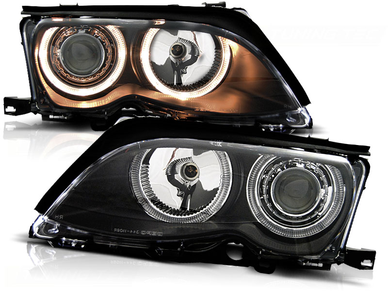 Predné svetlá BMW E46 Sedan/Touring 01-05 Angel Eyes Black - 86