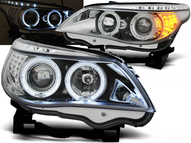 Predné svetlá BMW E60 E61 03-07 Angel Eyes Chrome
