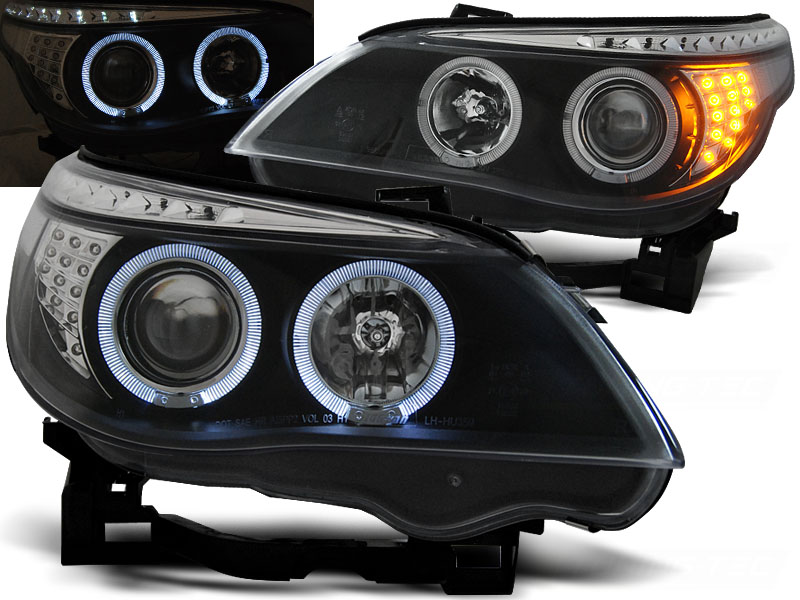 Predné svetlá BMW E60 E61 03-07 Angel Eyes Black