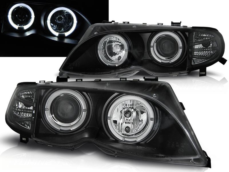 Predné svetlá BMW E46 Sedan/Touring 01-05 Angel Eyes Black - A0